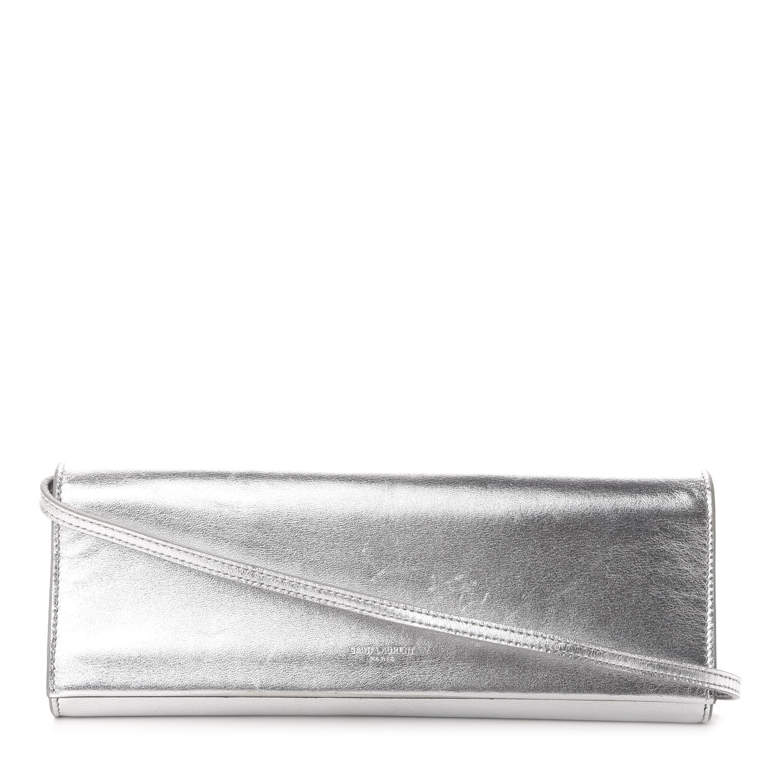 Saint Laurent Nappa Silk Fetiche Clutch Argento 1 of 11