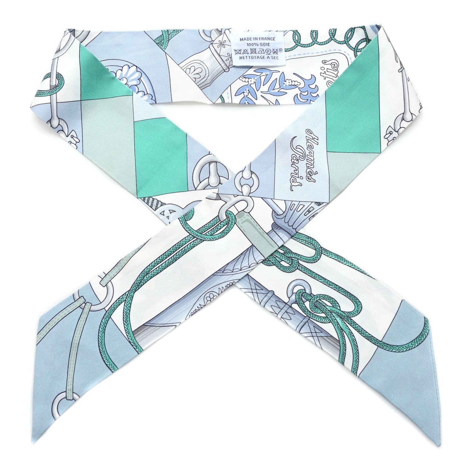Hermes Silk Cliquetis Twilly Ciel White Menthol 1 of 4