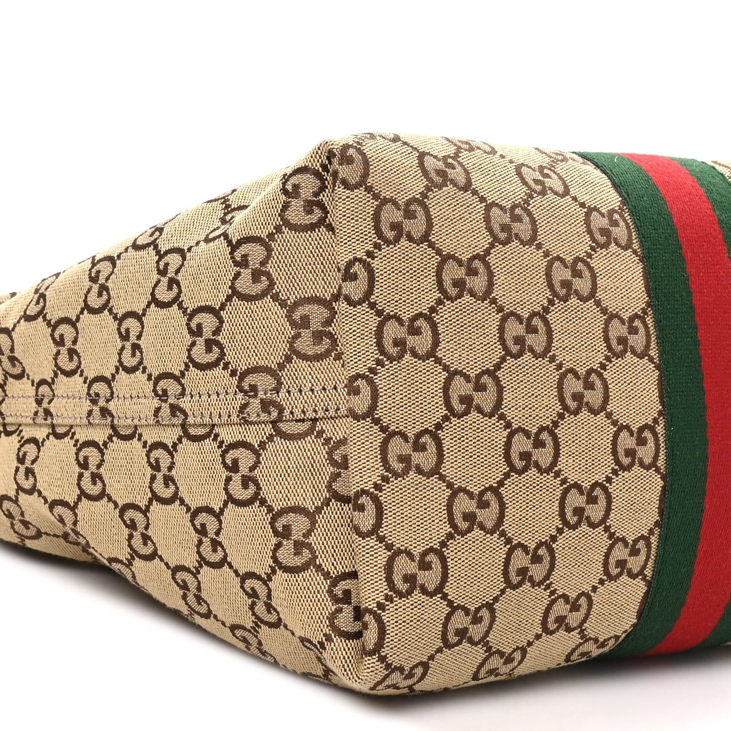 Gucci Monogram Web Small Giglio Tote Beige Dark Brown 8 of 9