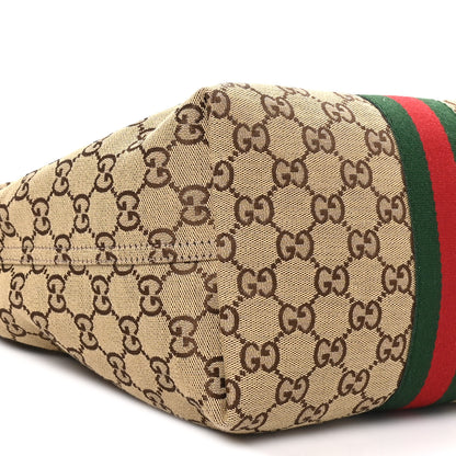 Gucci Monogram Web Small Giglio Tote Beige Dark Brown 8 of 9