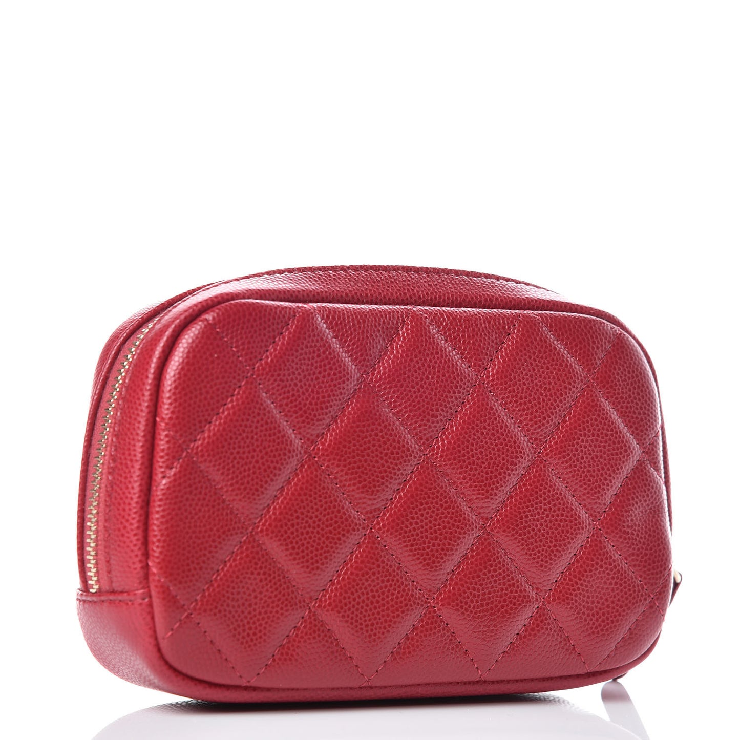 Caviar Quilted Small Curvy Pouch Cosmetic Case Dark Pink