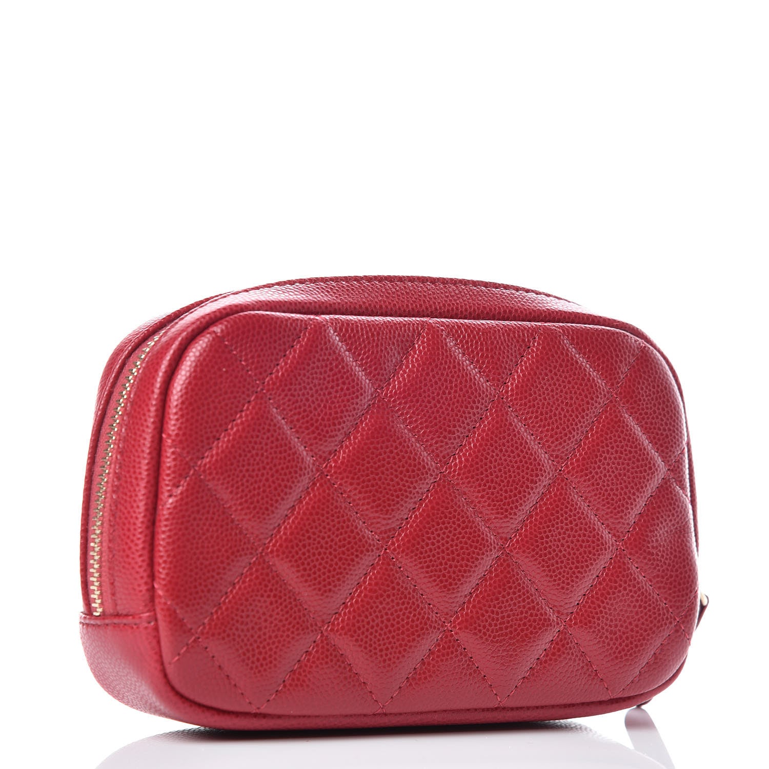 Chanel Caviar Quilted Small Curvy Pouch Cosmetic Case Dark Pink 4 of 10