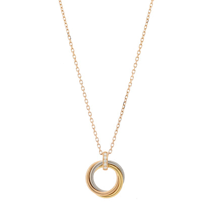 Cartier 18K Pink White Yellow Gold Diamond Trinity Pendant Necklace 1 of 7