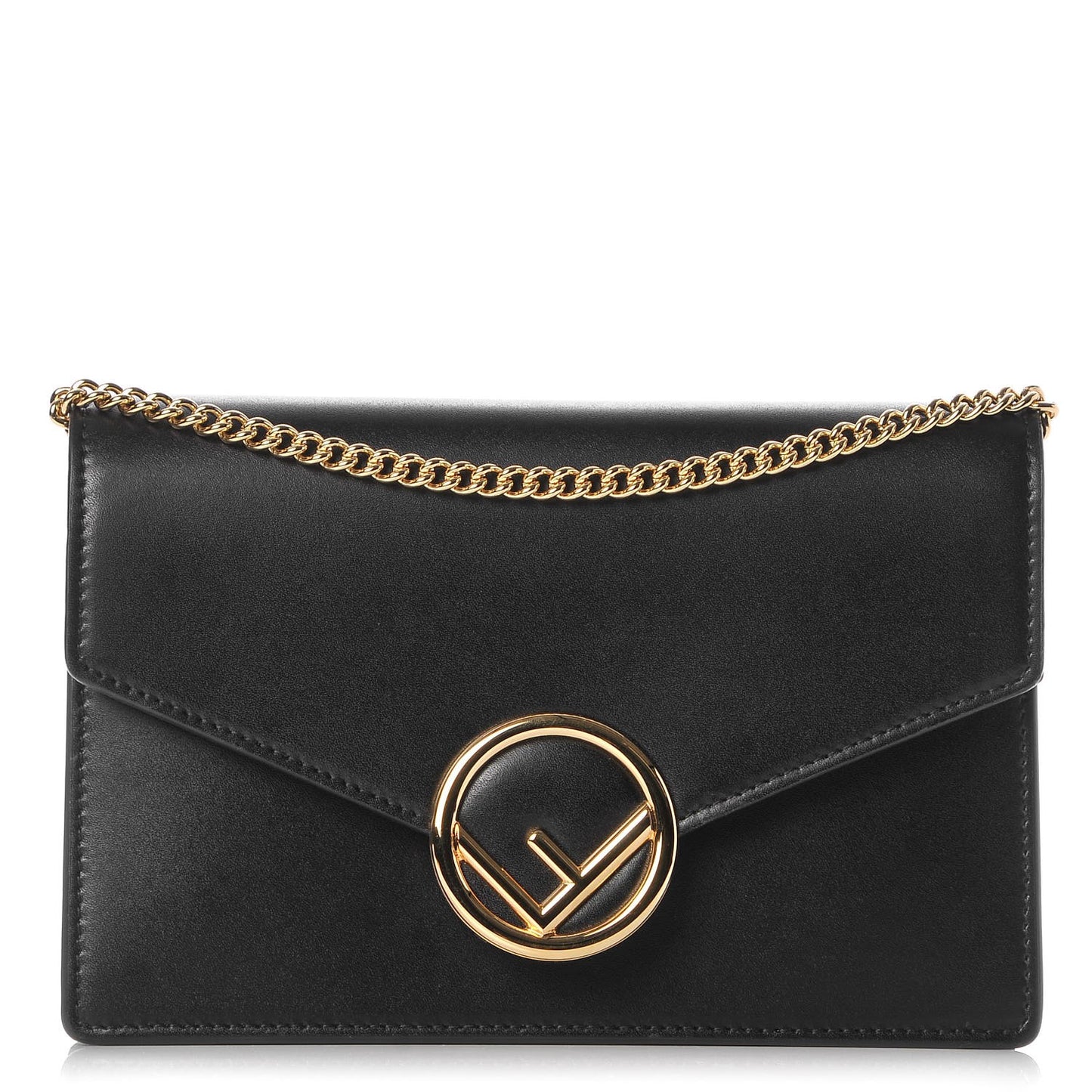 Vitello Liberty Lucido F is Fendi Medium Envelope Wallet on Chain Black