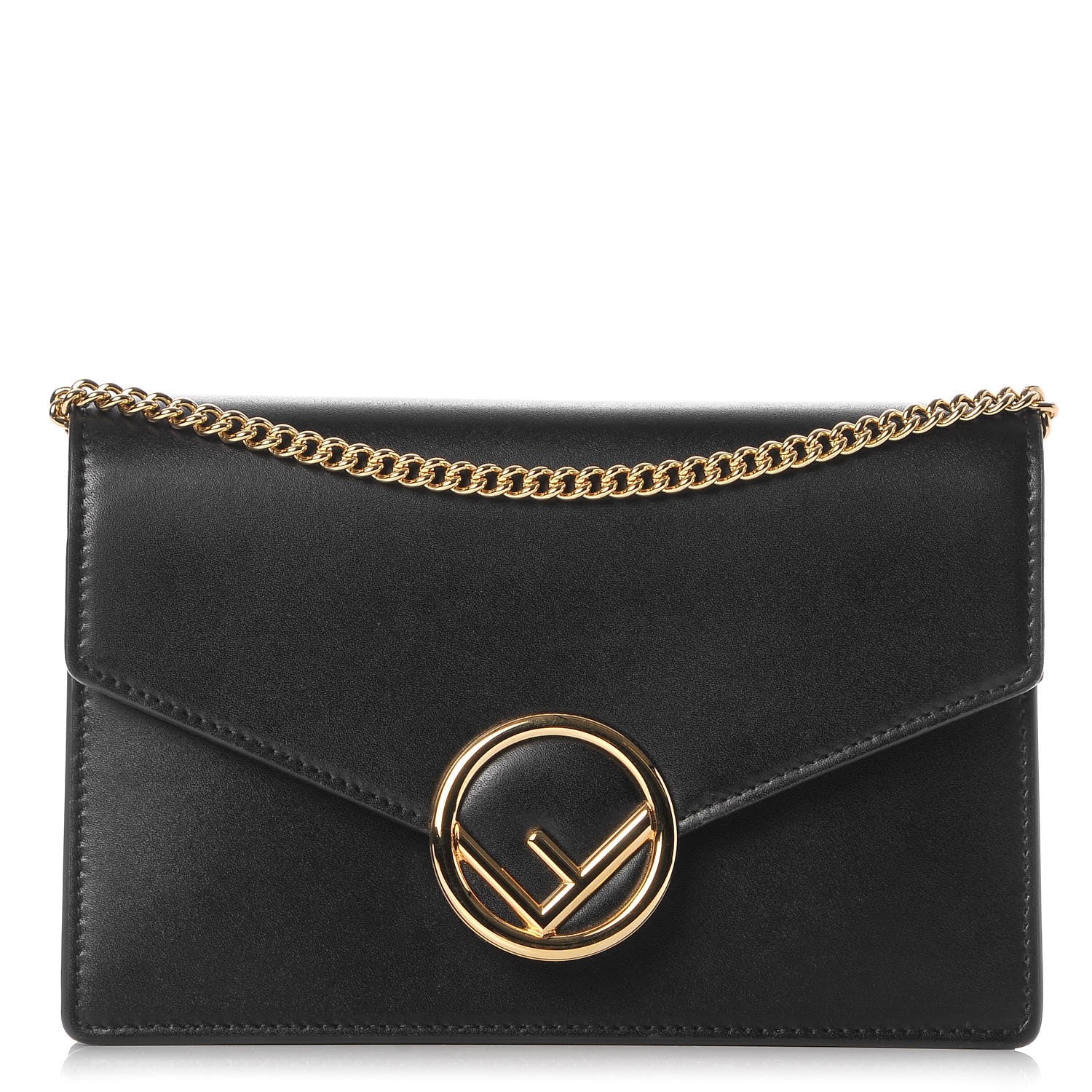 Fendi Vitello Liberty Lucido F is Fendi Medium Envelope Wallet on Chain Black 1 of 8