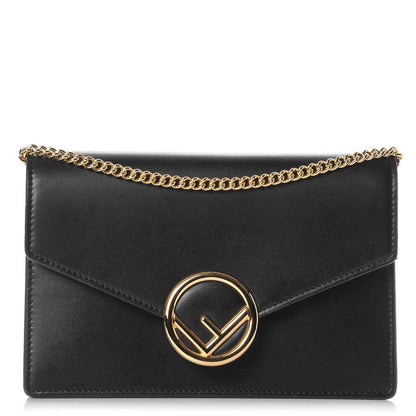 Fendi Vitello Liberty Lucido F is Fendi Medium Envelope Wallet on Chain Black 1 of 8