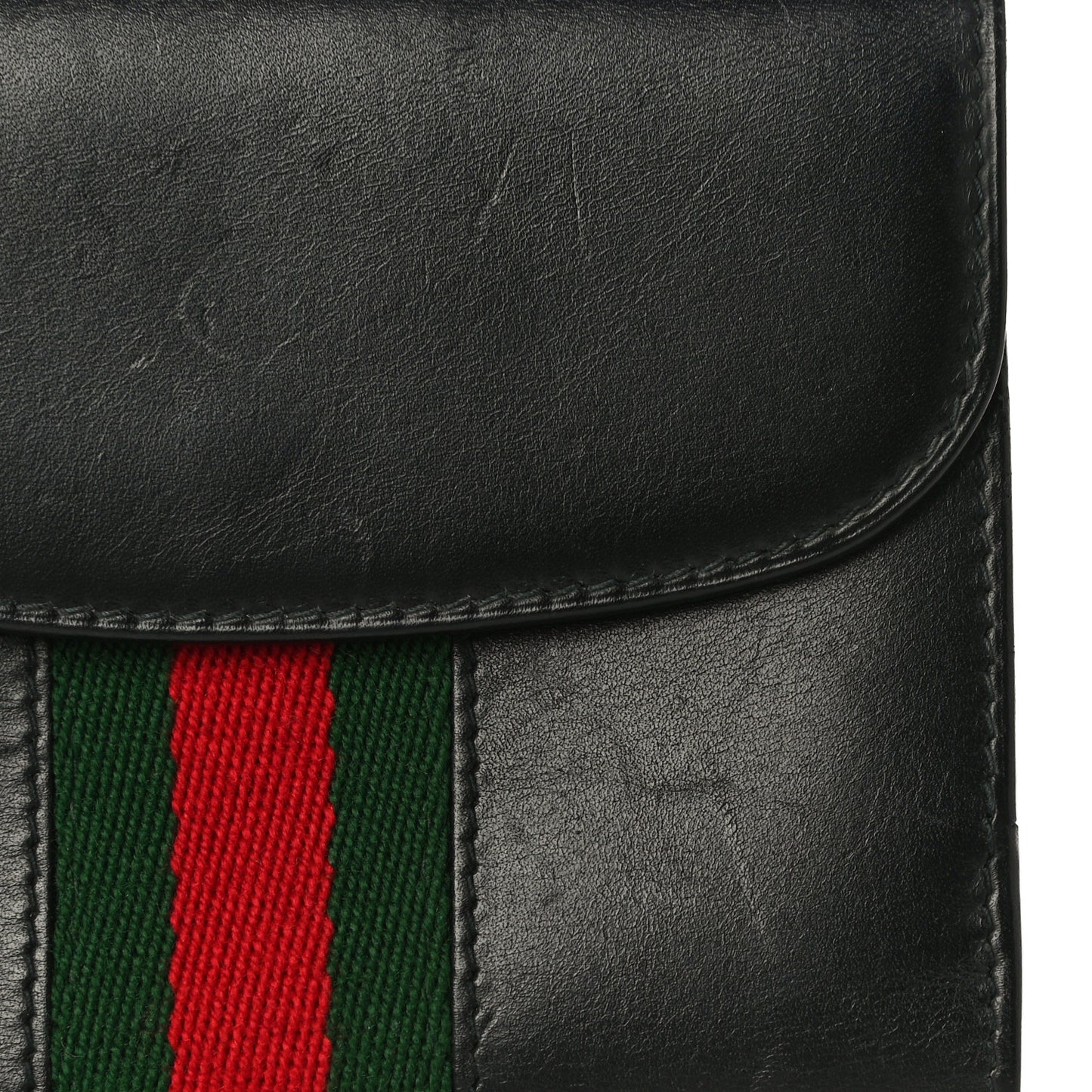 Calfskin Web Compact Wallet Black