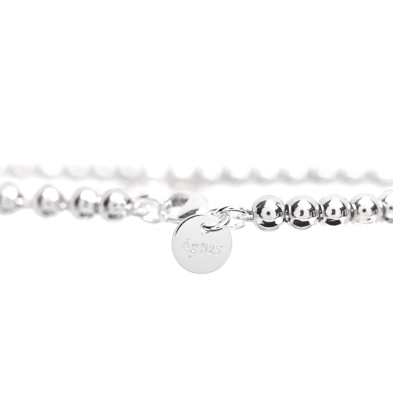 Tiffany Sterling Silver 4mm Mom Heart Tag Bead Bracelet 4 of 5