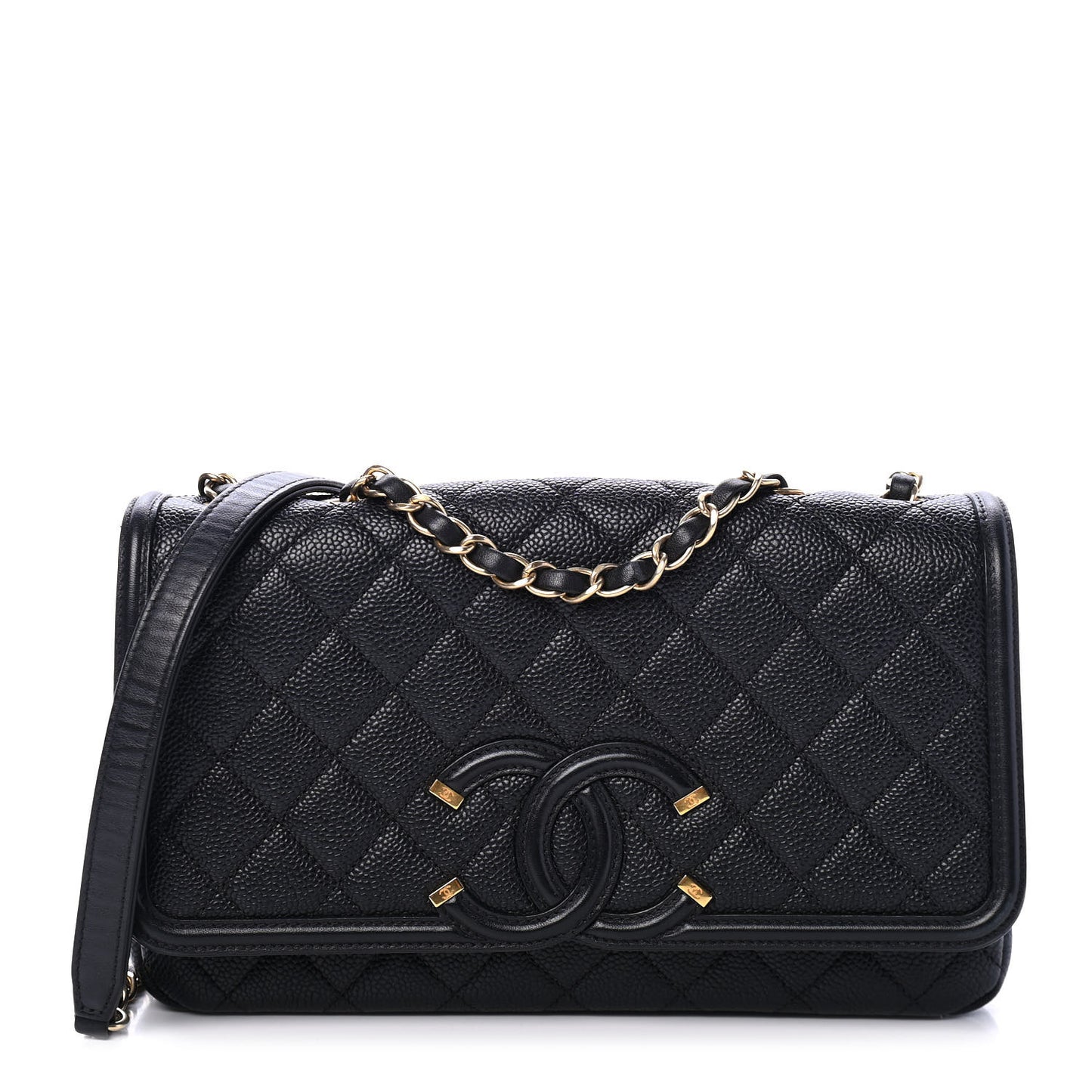Caviar Quilted Medium CC Filigree Flap Black