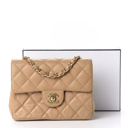 Chanel Lambskin Quilted Mini Square Flap Beige 11 of 11