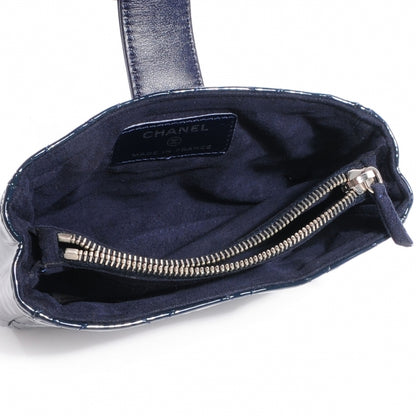 Chanel Patent Quilted Mini Phone Holder Clutch Dark Blue 5 of 8