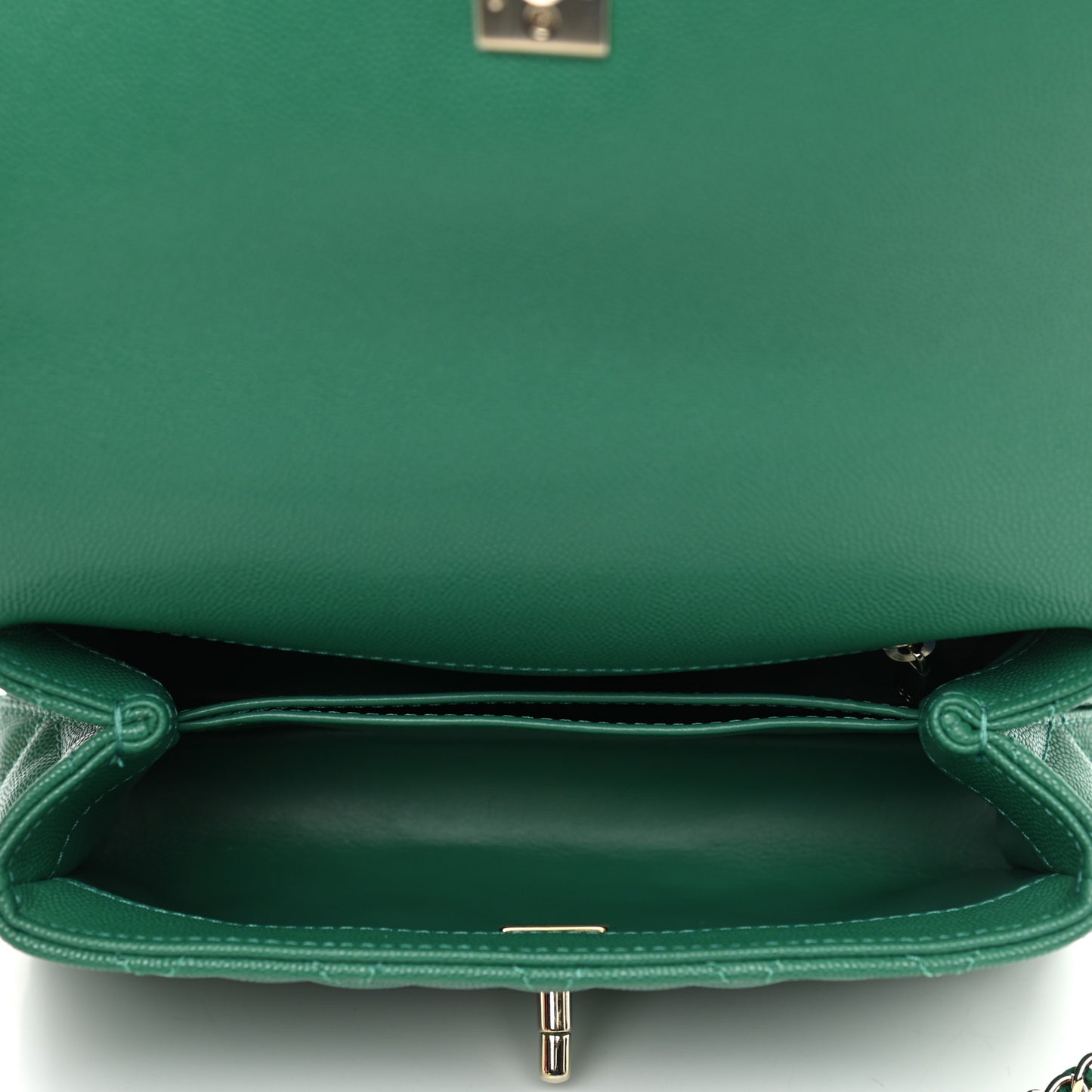 Caviar Quilted Mini Coco Handle Flap Green