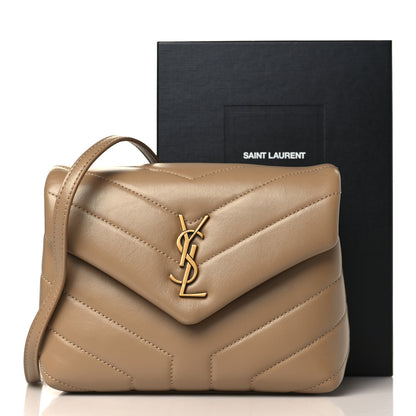 Saint Laurent Calfskin Y Quilted Monogram Toy Loulou Crossbody Bag Latte 10 of 10