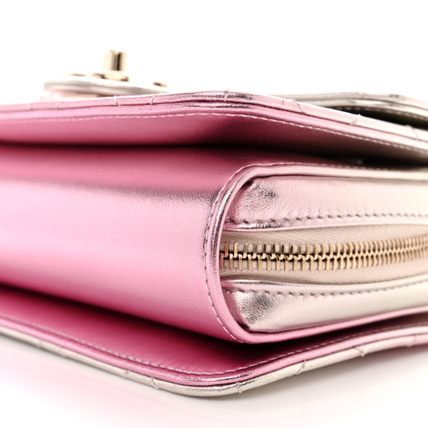 Chanel Metallic Lambskin Like A Wallet Flap Golden Pink 11 of 12