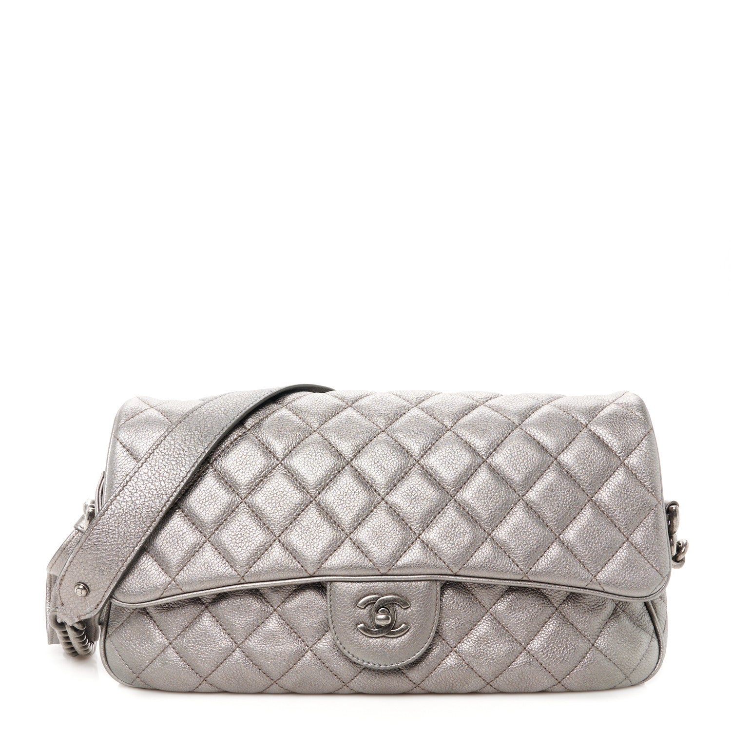 Chanel Metallic Calfskin Quilted Medium Casual Rock Flap Silver 1 of 10