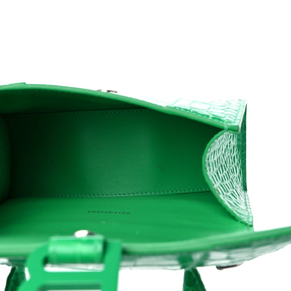 Balenciaga Shiny Calfskin Tonal B Crocodile Embossed Hourglass Top Handle Bag XS Vivid Green 5 of 11
