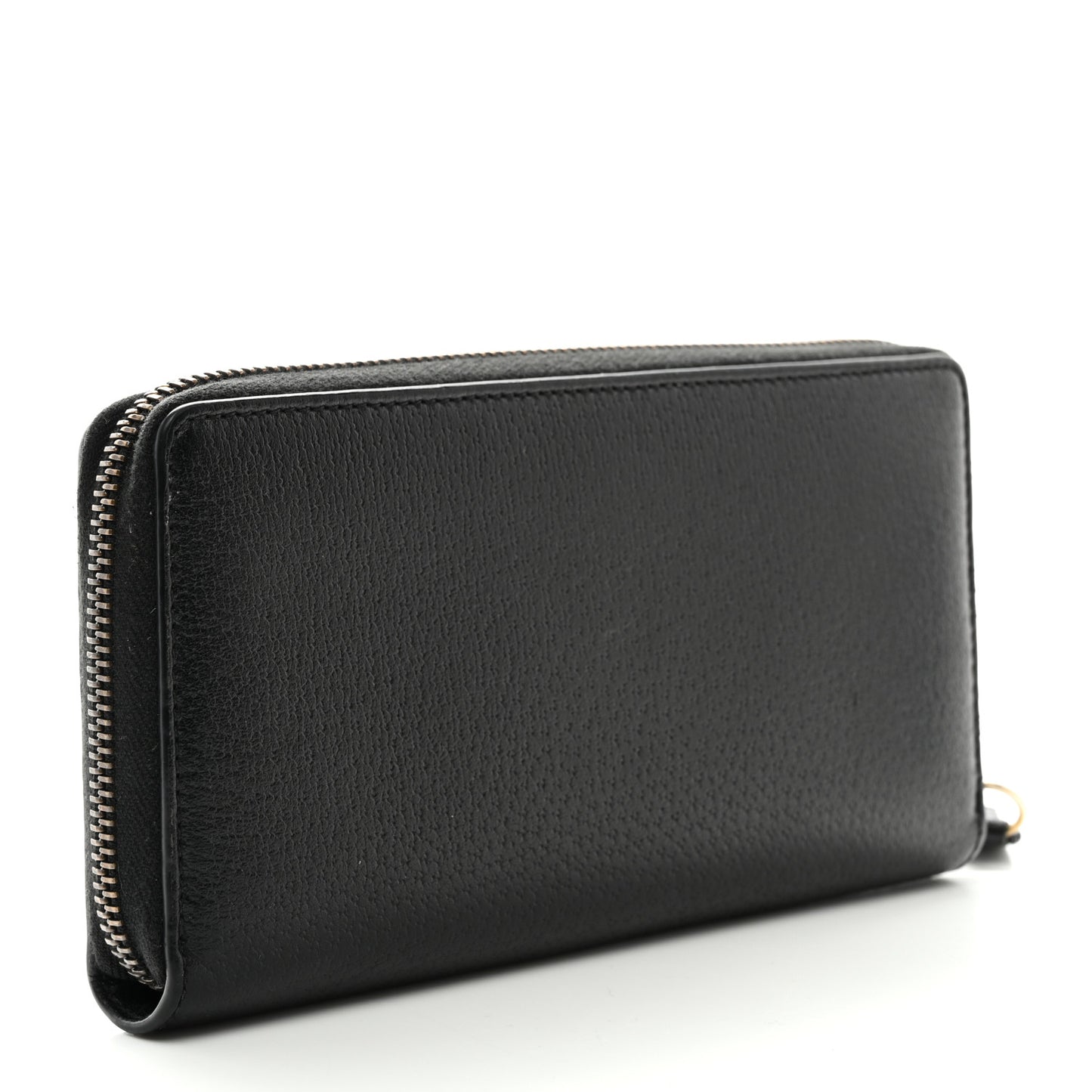 Pebbled Calfskin Animalier Zip Around Wallet Black