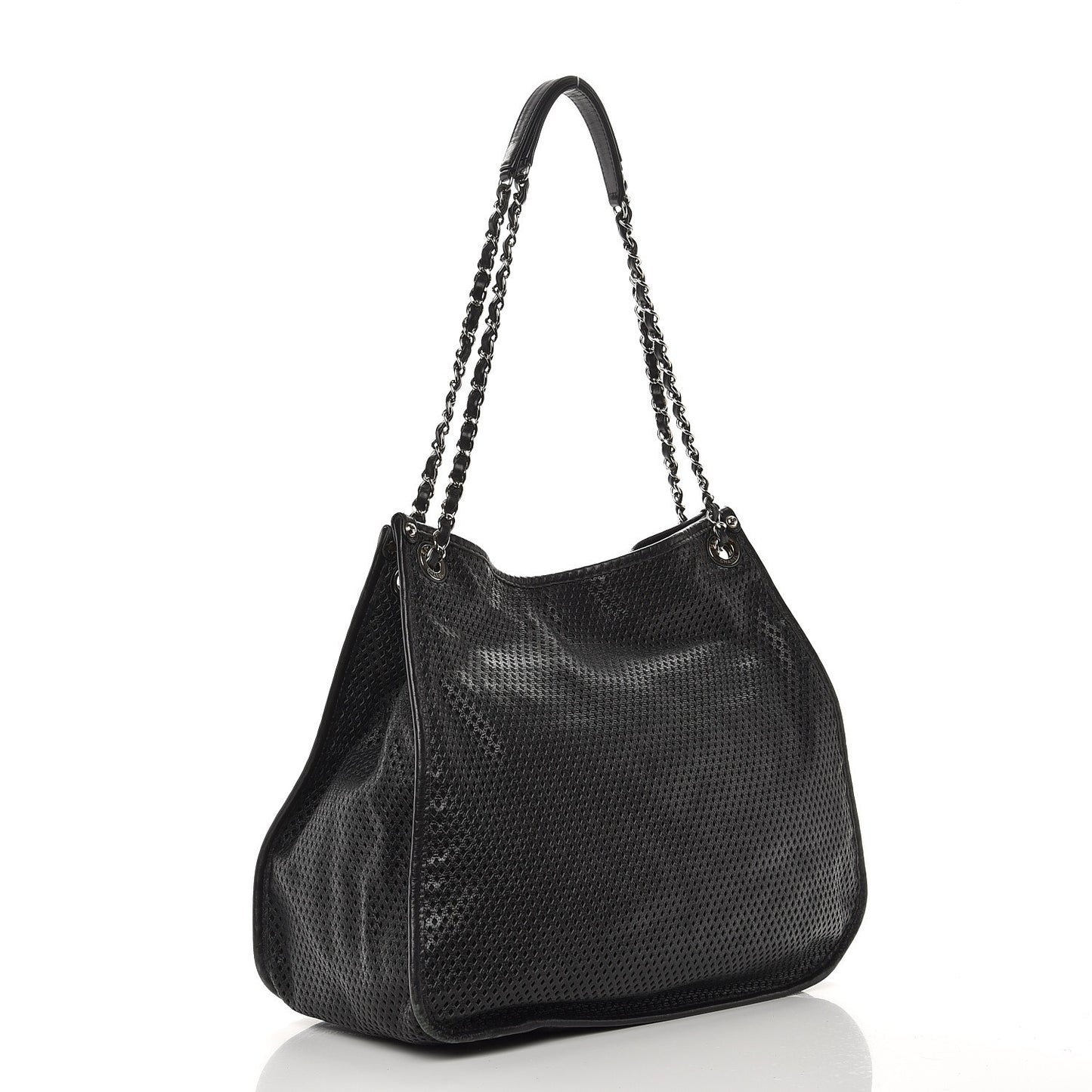 Calfskin Perforated Up In The Air Tote Black