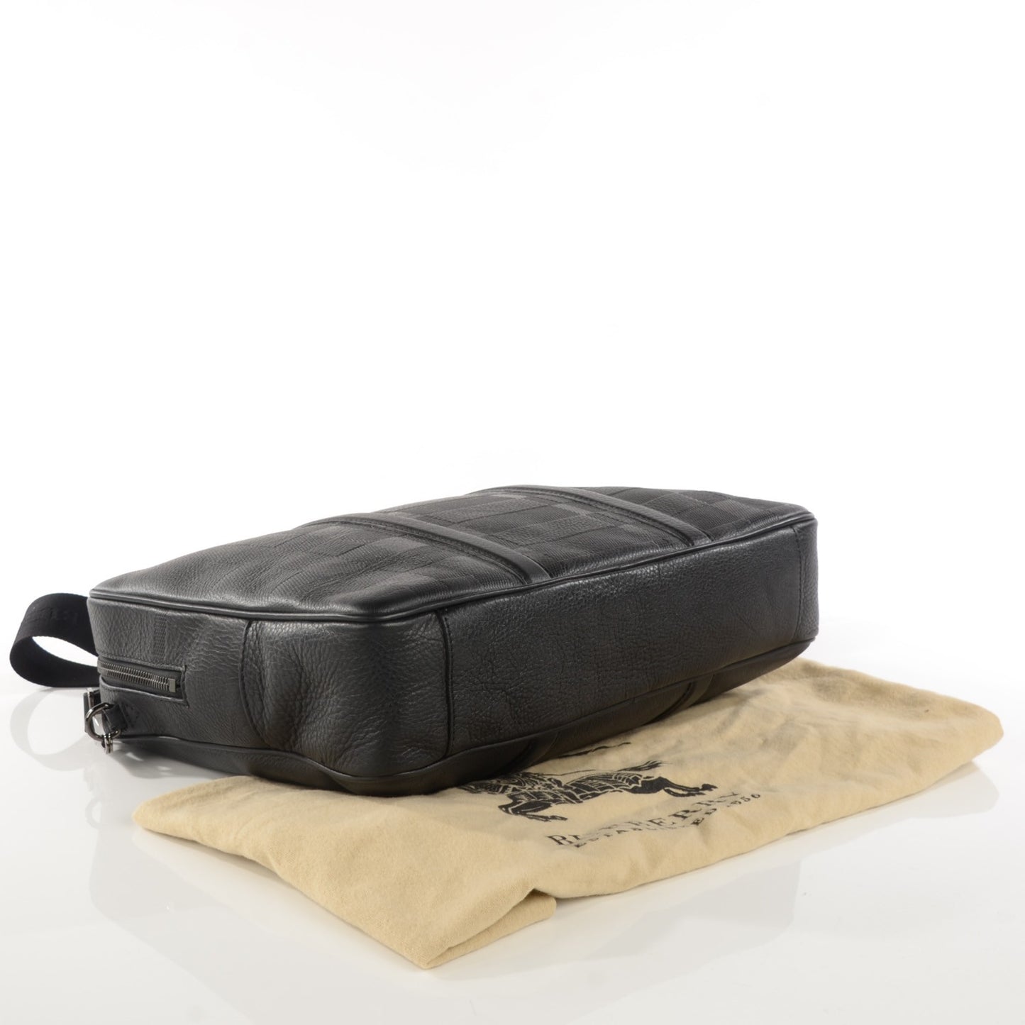 Heritage Grain Check Embossed Business Bag Black