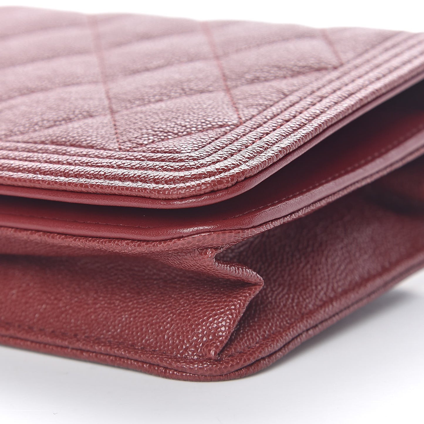 Caviar Quilted Boy Wallet On Chain WOC Burgundy