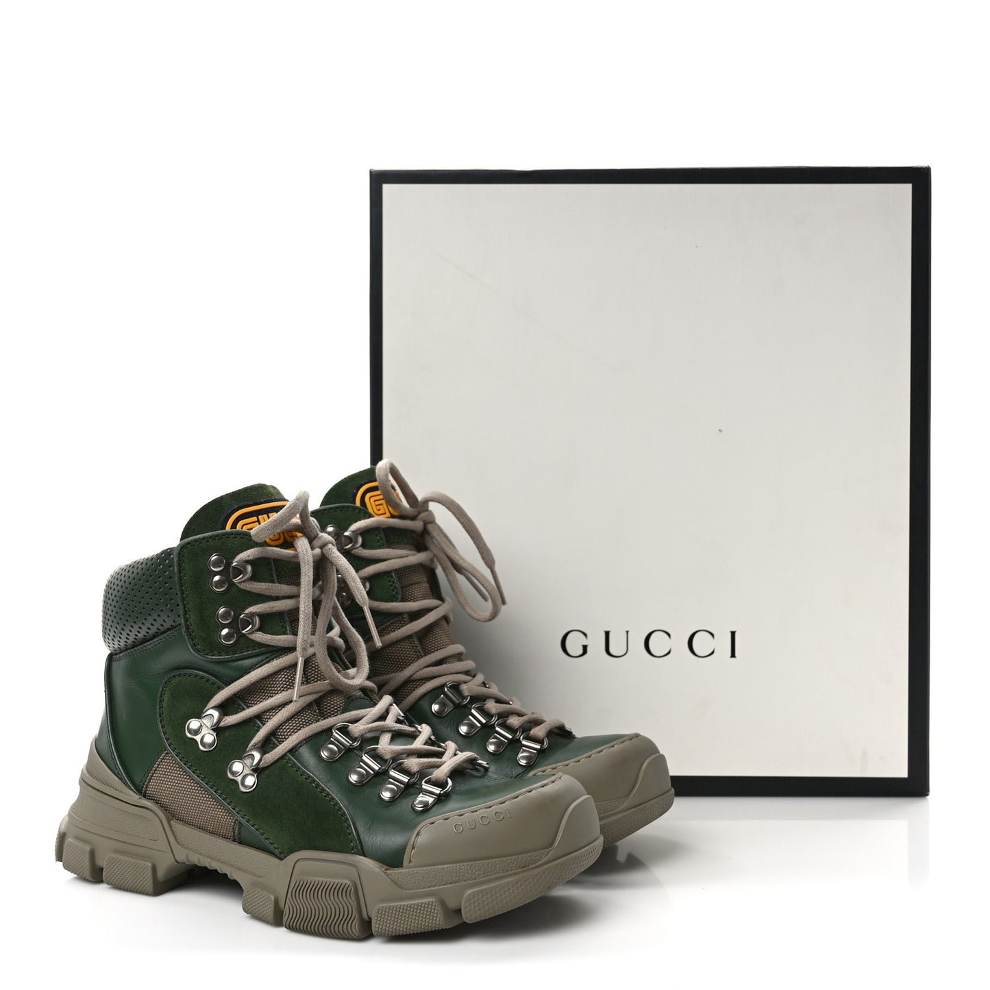 X SEGA Calfskin Suede Technical Canvas Womens Flashtrek High-Top Sneakers 37.5 Olive Green Ardesia