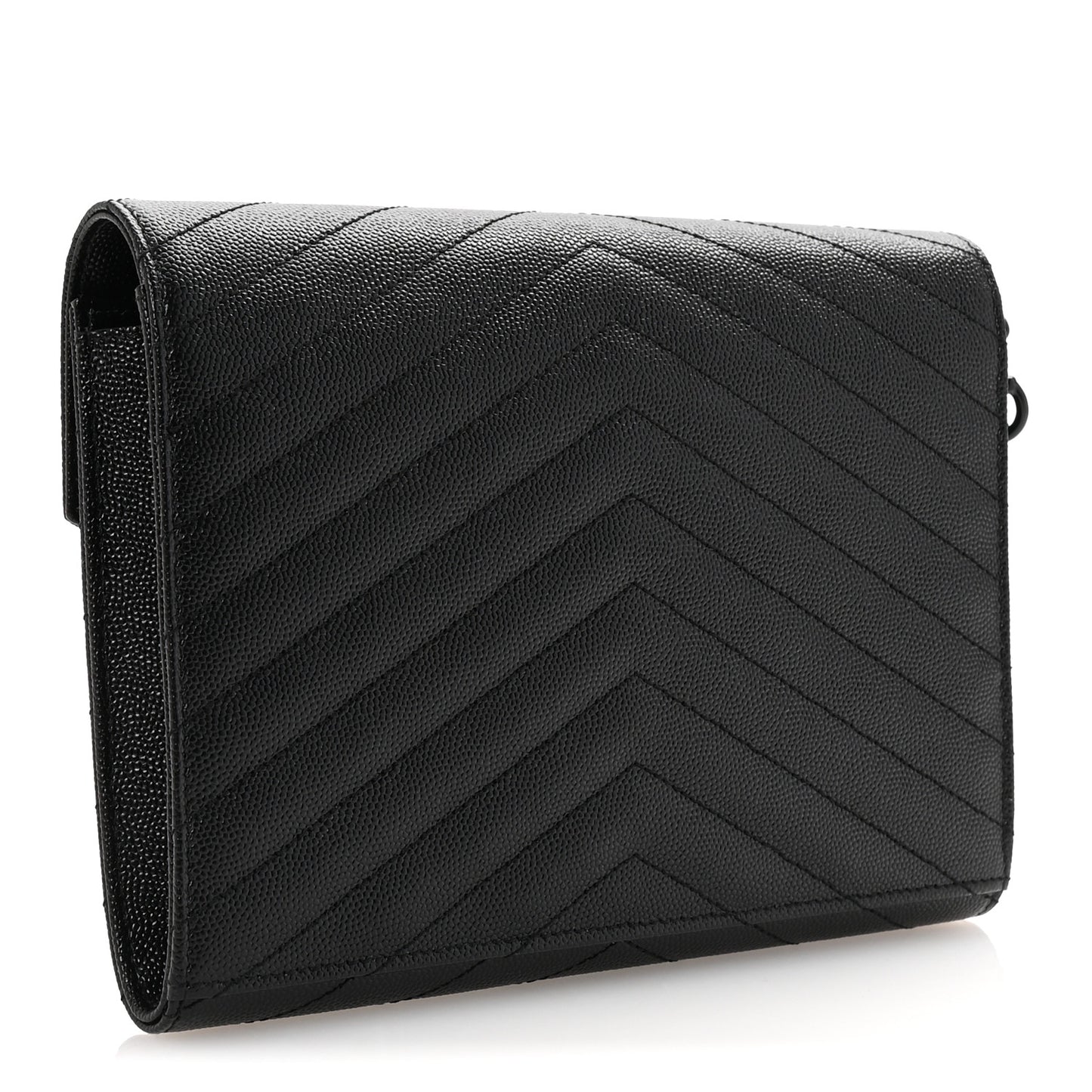 Grain De Poudre Matelasse Chevron Monogram Monochrome Envelope Clutch Black