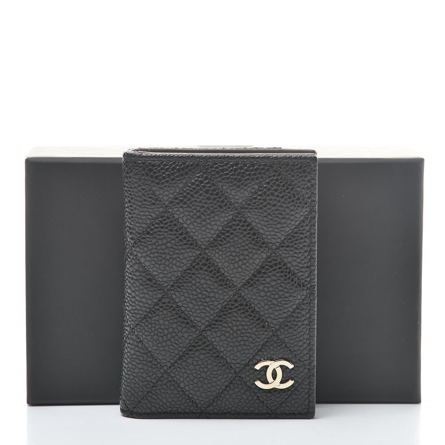 Caviar Quilted Card Holder Wallet Black