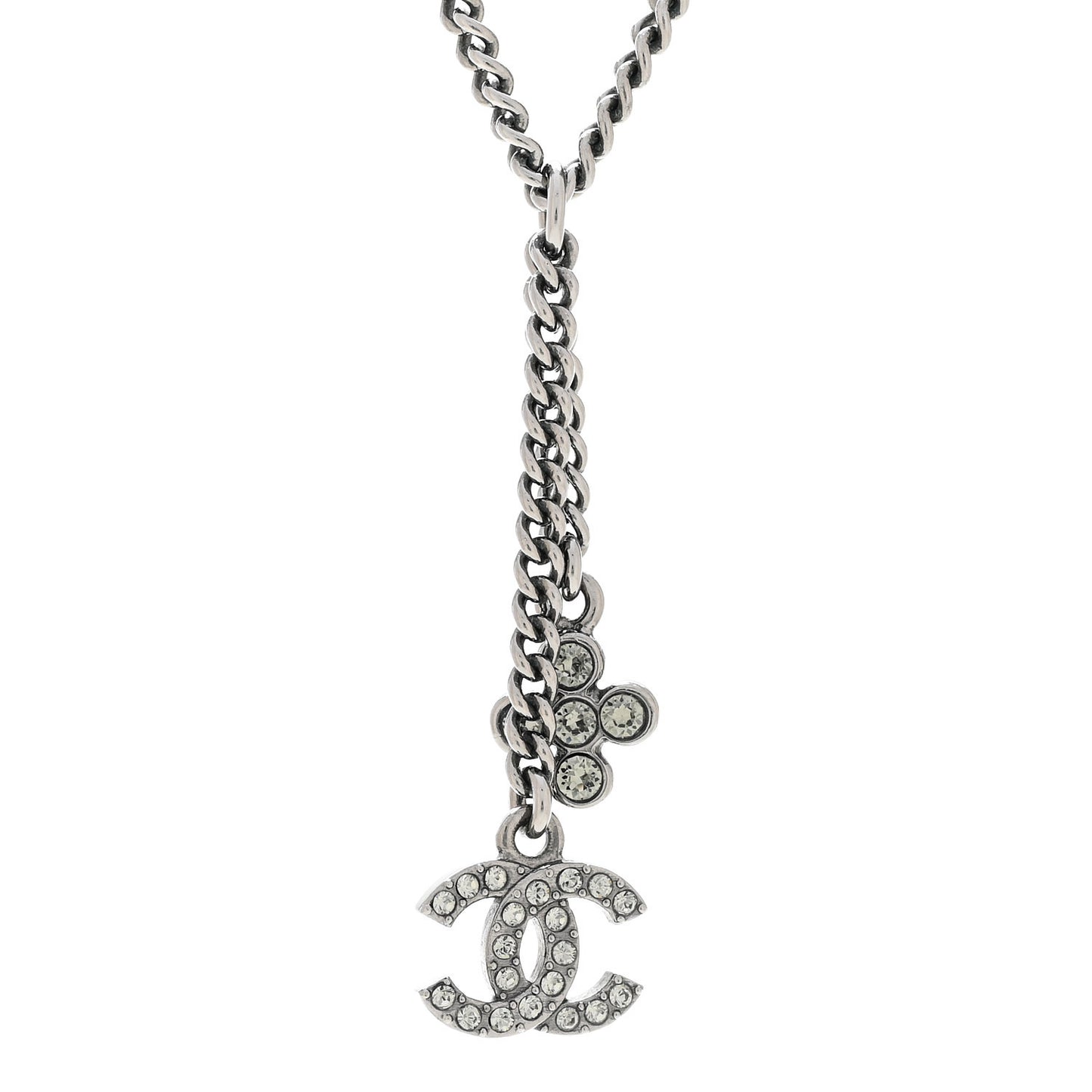 Ruthenium Crystal Flower CC Lariat Necklace