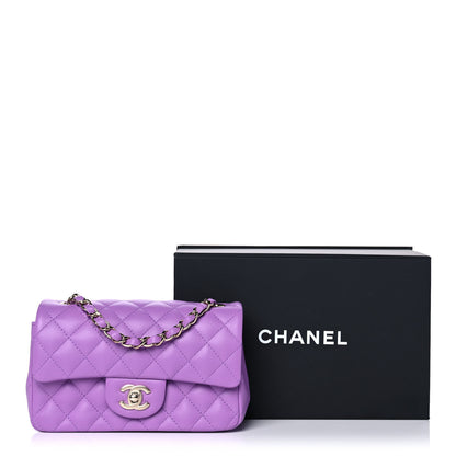Chanel Lambskin Quilted Mini Rectangular Flap Purple 12 of 12