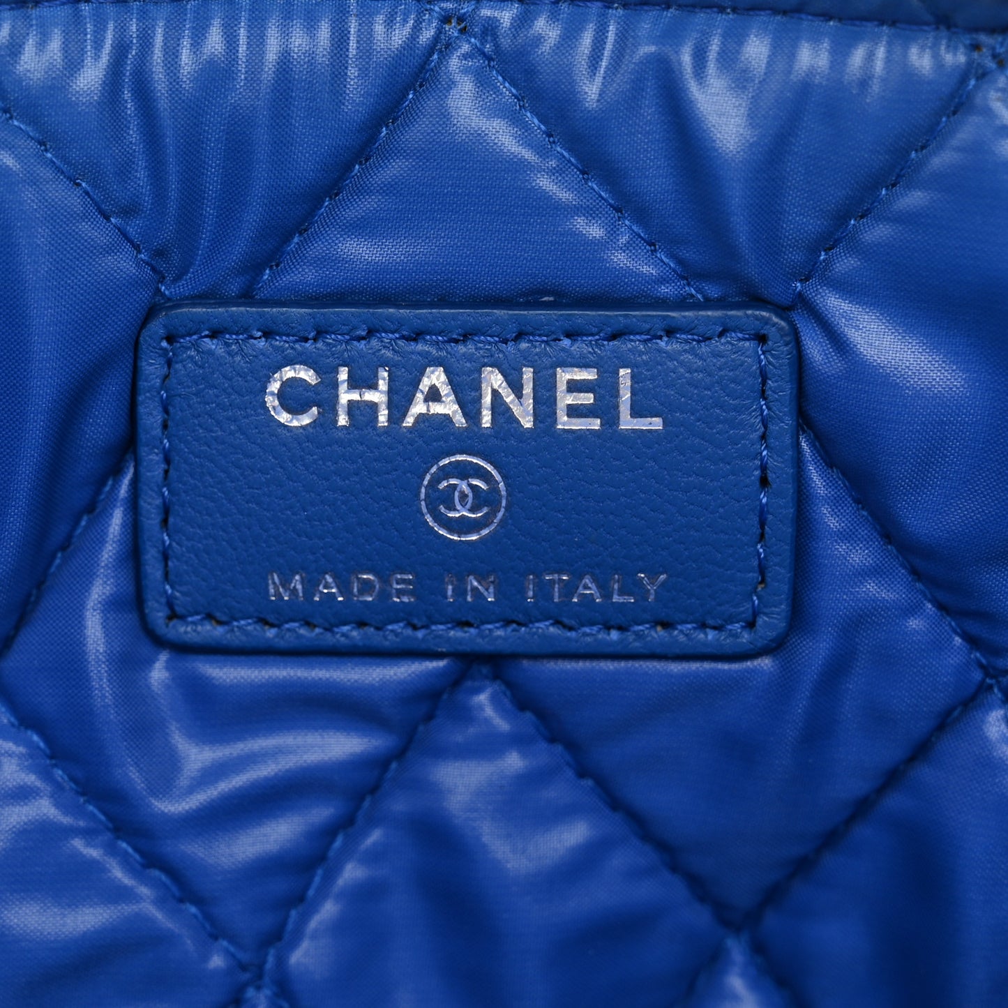 Lambskin Quilted Medium Cosmetic Case Blue