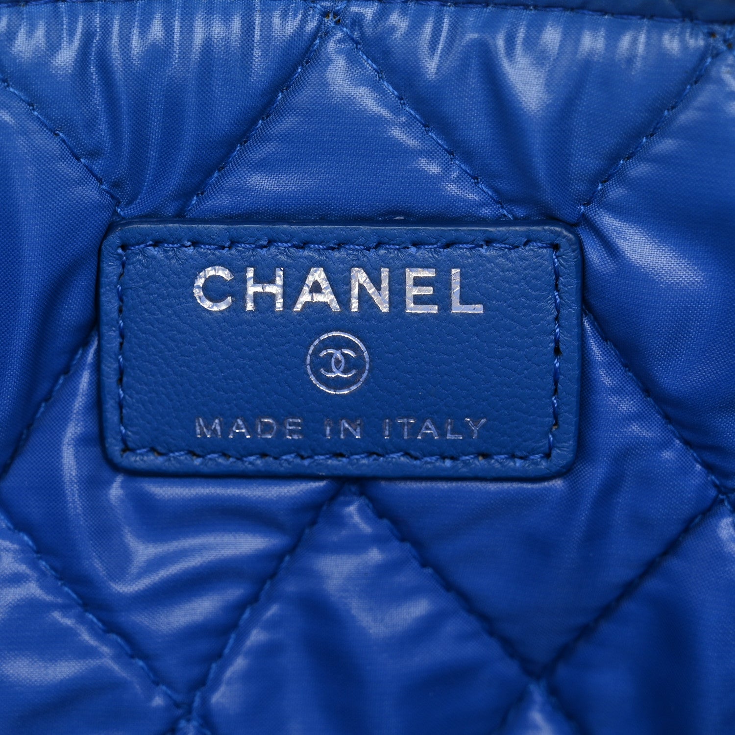 Chanel Lambskin Quilted Medium Cosmetic Case Blue 6 of 7