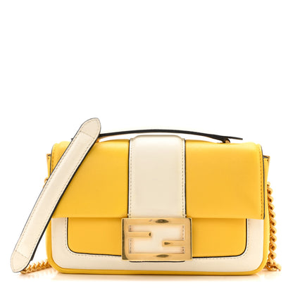 Fendi Nappa Apolo Bi-Color Mini Chain Baguette Limone White Ice 1 of 15