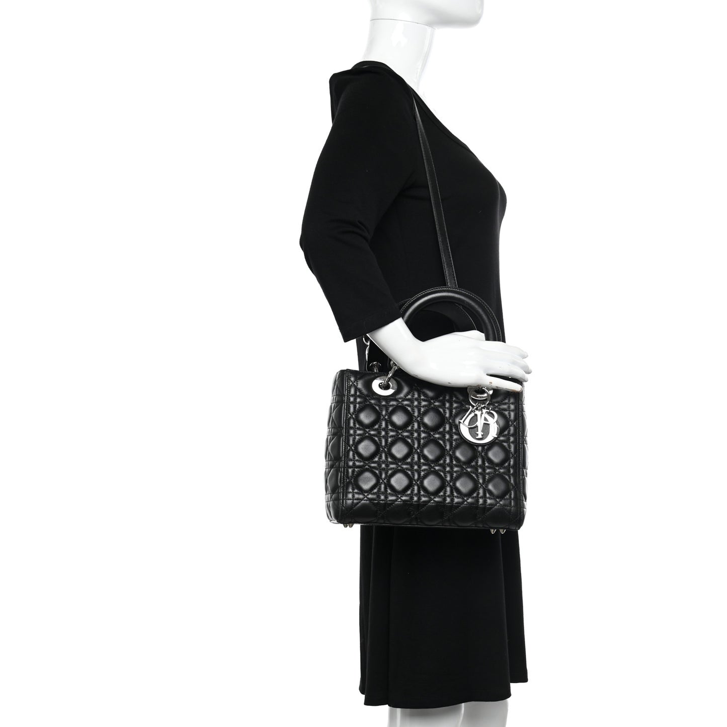 Lambskin Cannage Medium Lady Dior Black