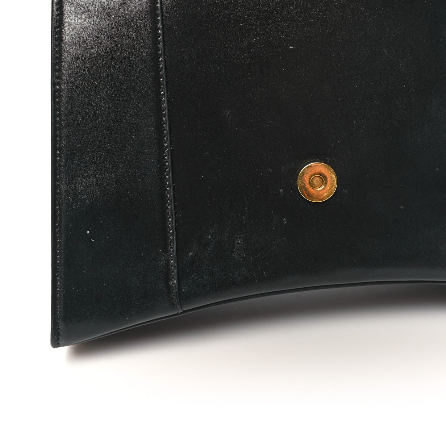Shiny Box Calfskin Medium Hourglass Top Handle Bag Black