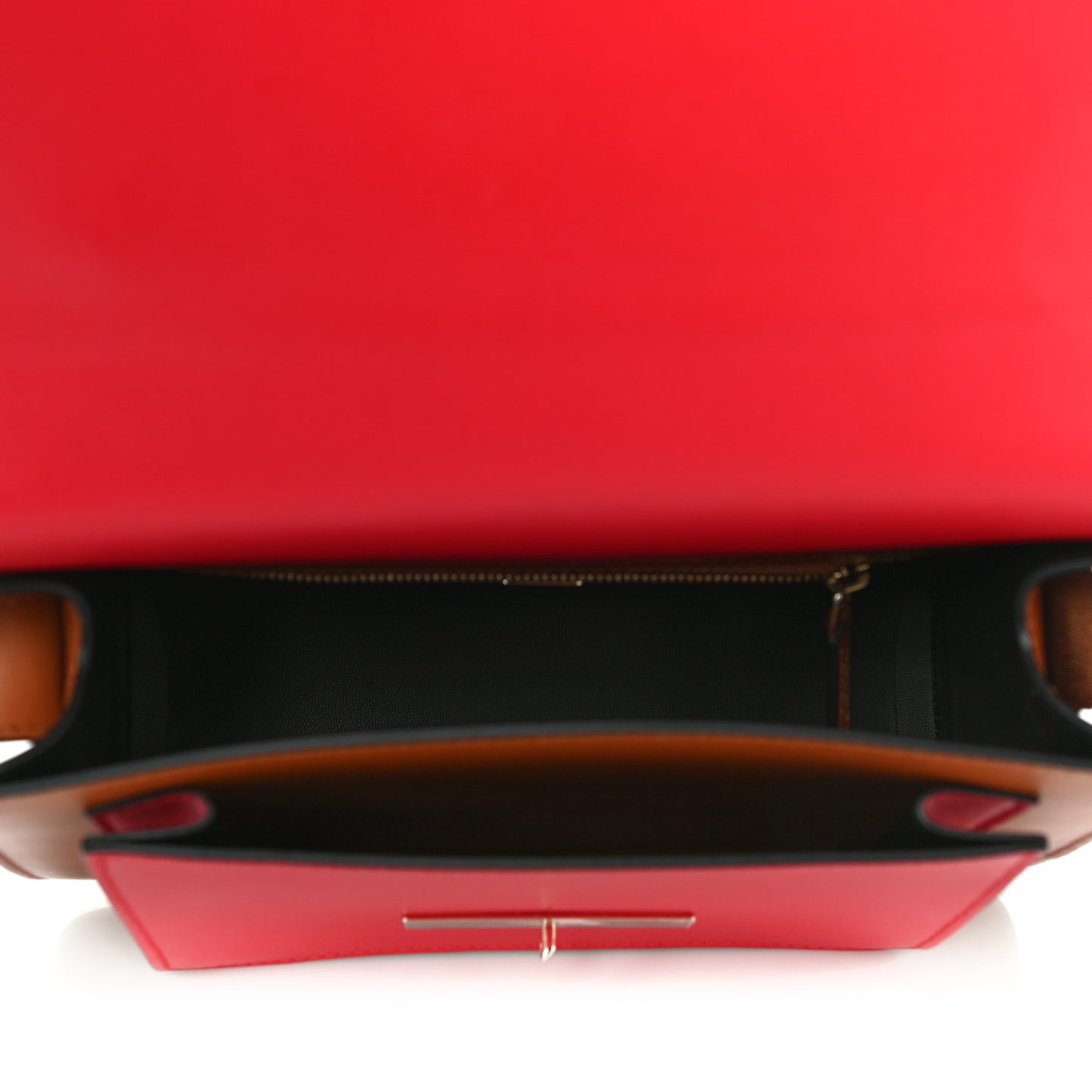 Calfskin Milano Shoulder Bag Red Brown Black