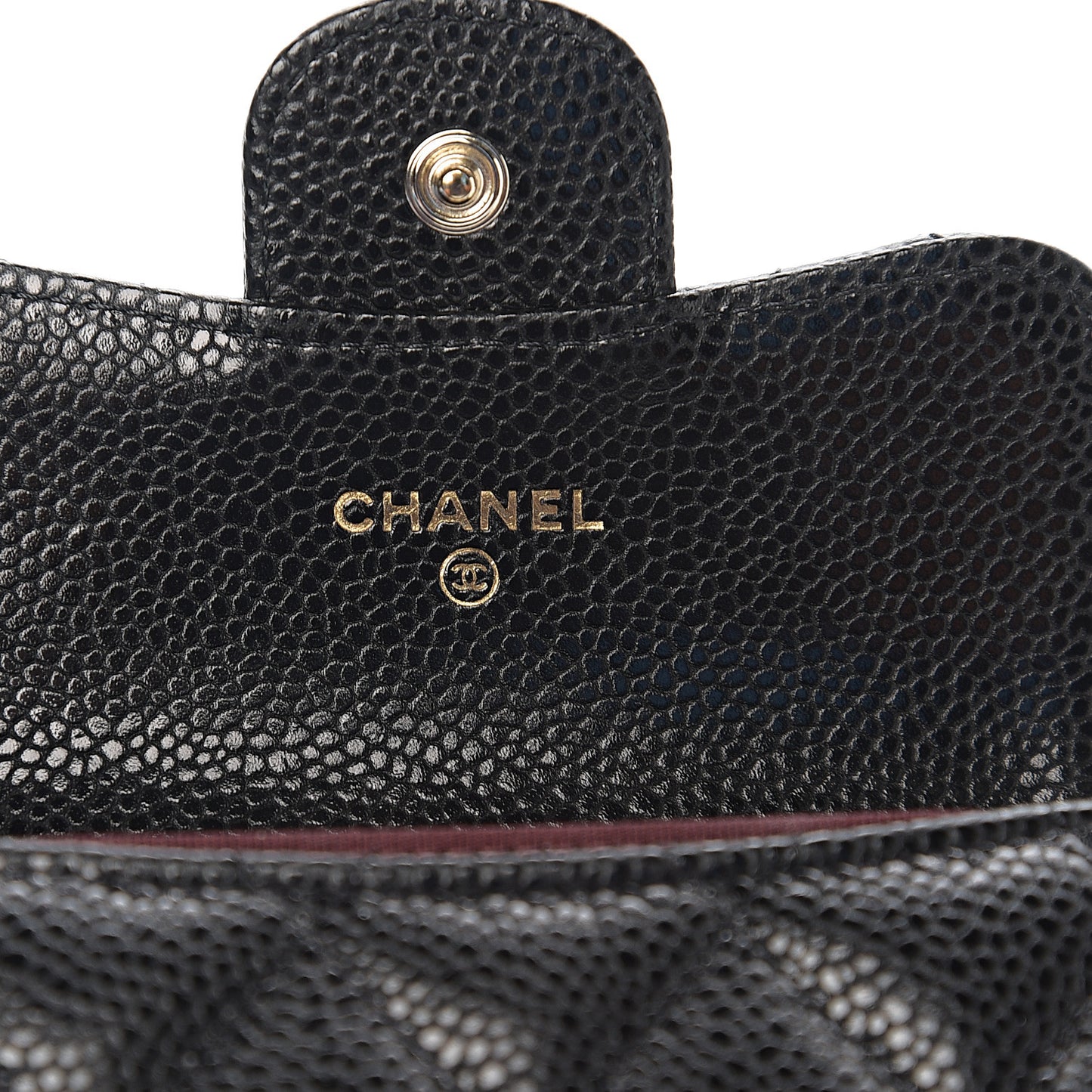 Caviar Quilted Flap Card Holder Wallet Black