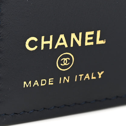 Chanel Denim Quilted Passport Holder Dark Blue Orange 6 of 8