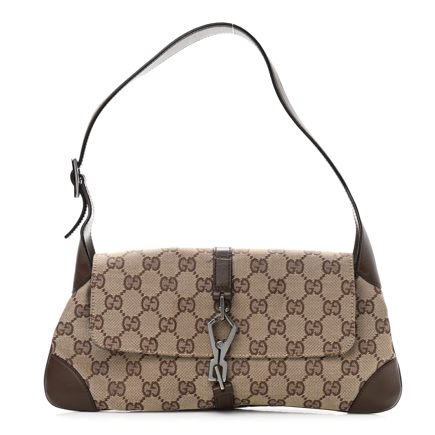 Gucci Monogram Flap Shoulder Bag Brown 1 of 10