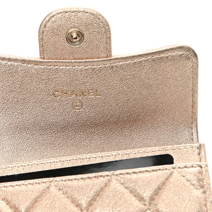Chanel Metallic Lambskin Quilted Flap Card Holder Wallet Gold 6 of 10