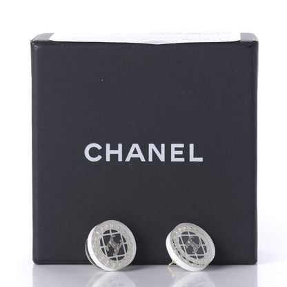 Chanel Resin Pearl CC Earrings White Black 5 of 5