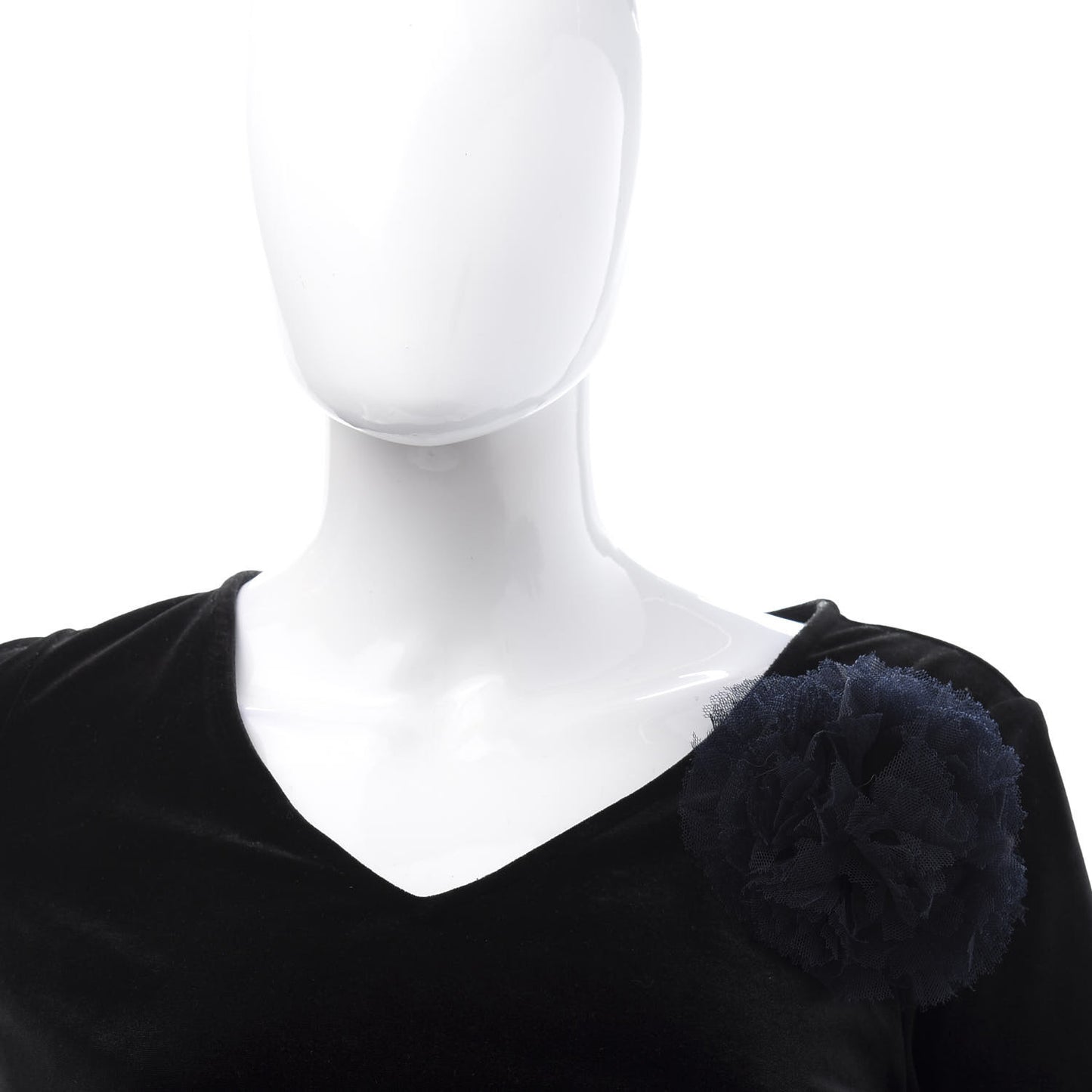 Tulle Camellia Brooch Navy Blue