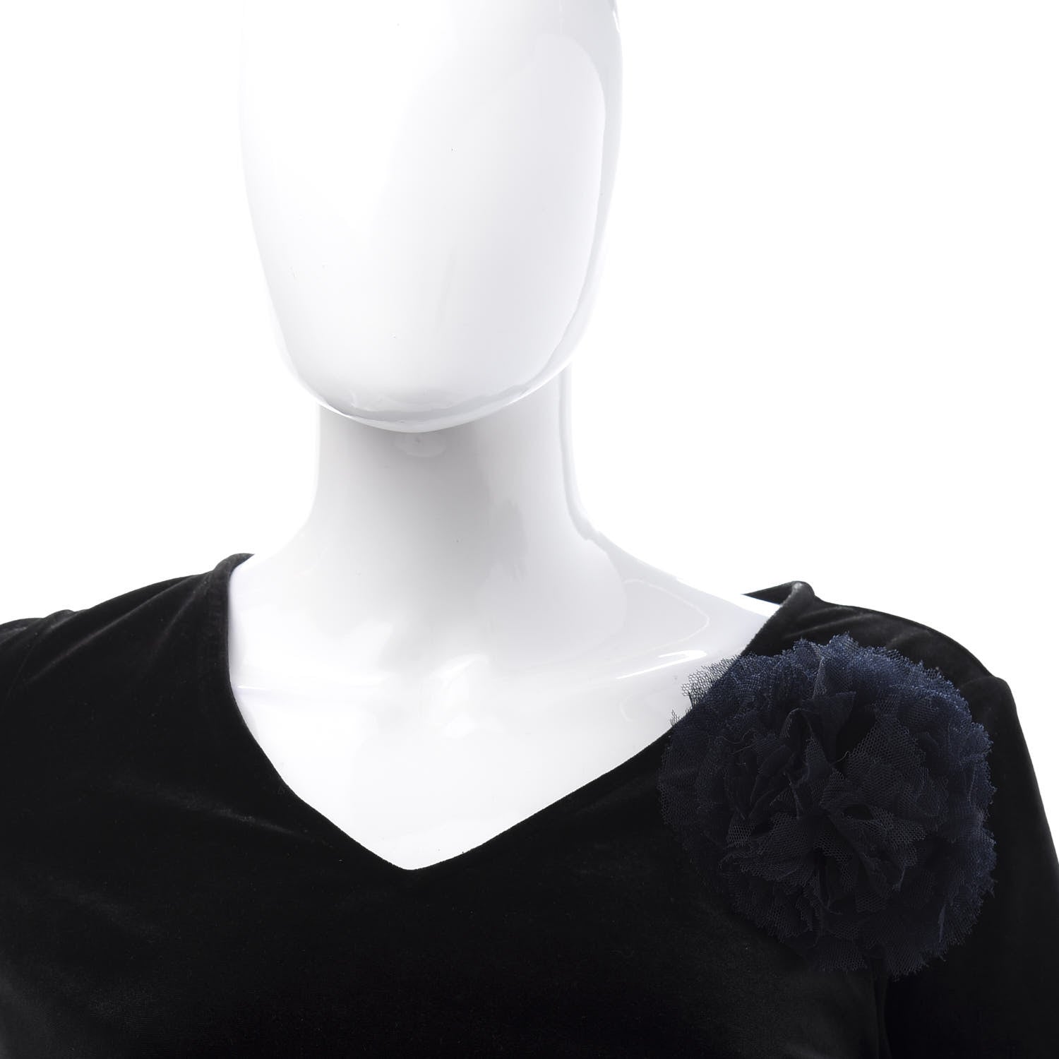 Chanel Tulle Camellia Brooch Navy Blue 2 of 6