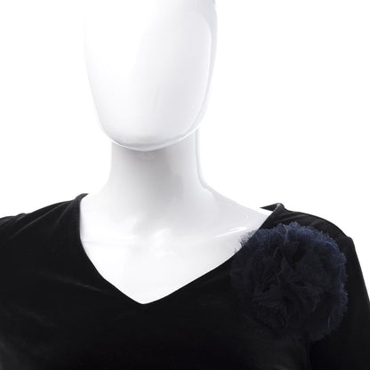 Chanel Tulle Camellia Brooch Navy Blue 2 of 6