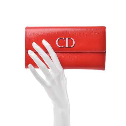 Christian Dior Grained Calfskin Mania Rendez-Vous Chain Wallet Red 2 of 7