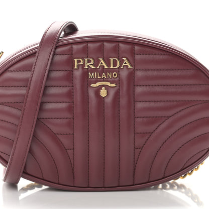 Prada Soft Calfskin Impunture Diagramme Oval Crossbody Bag Cerise 8 of 11