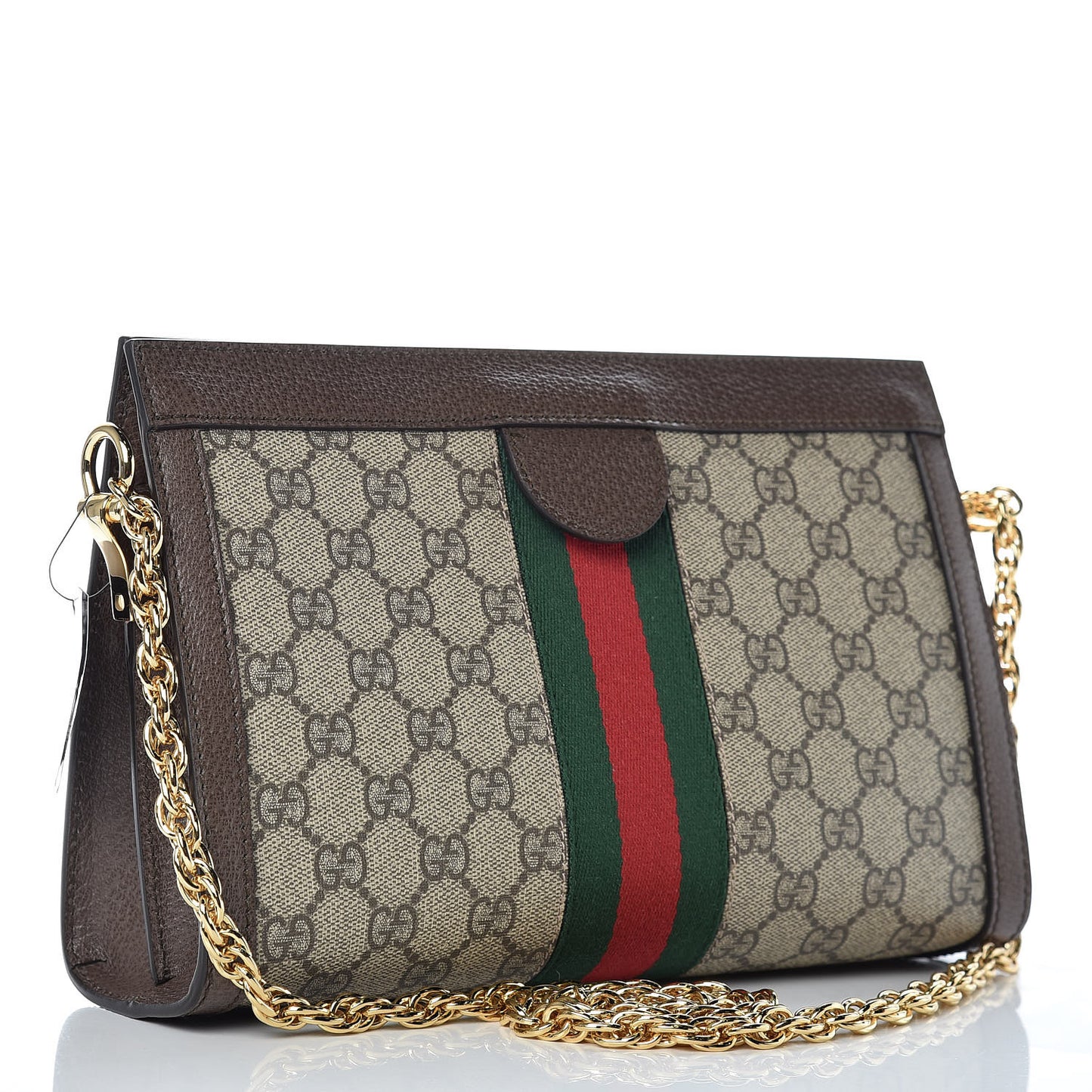 GG Supreme Monogram Web Small Ophidia Chain Shoulder Bag Brown