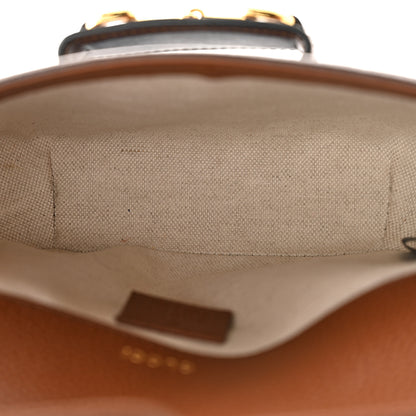 Gucci New Denim GG Monogram Dollar Calfskin Web Mini Horsebit 1955 Shoulder Bag Blue Tea Cuir Epilog 5 of 13