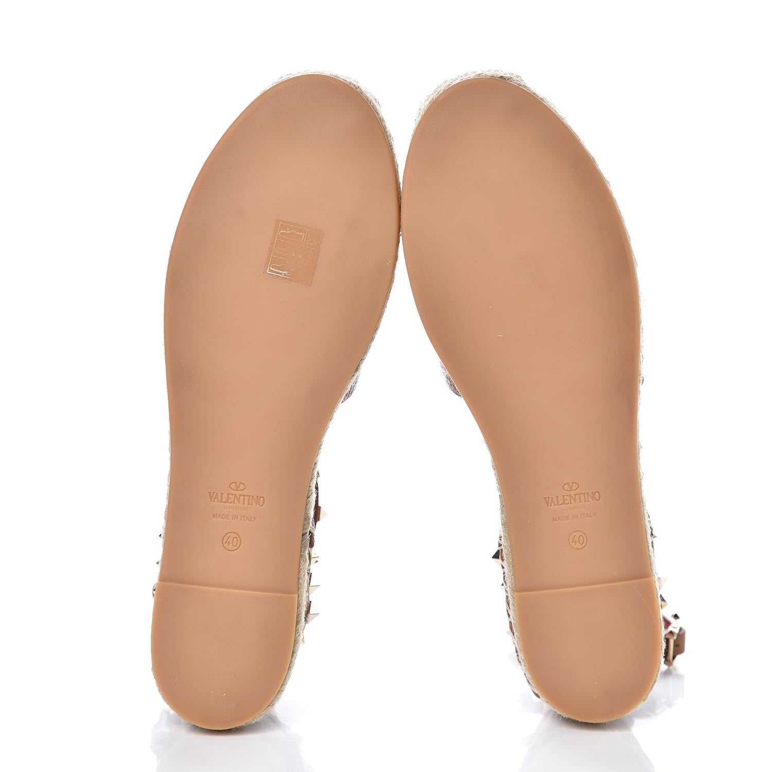 Valentino Garavani Grained Calfskin Rockstud Ankle Wrap Espadrille 20mm Flats 40 Light Cuir 5 of 9
