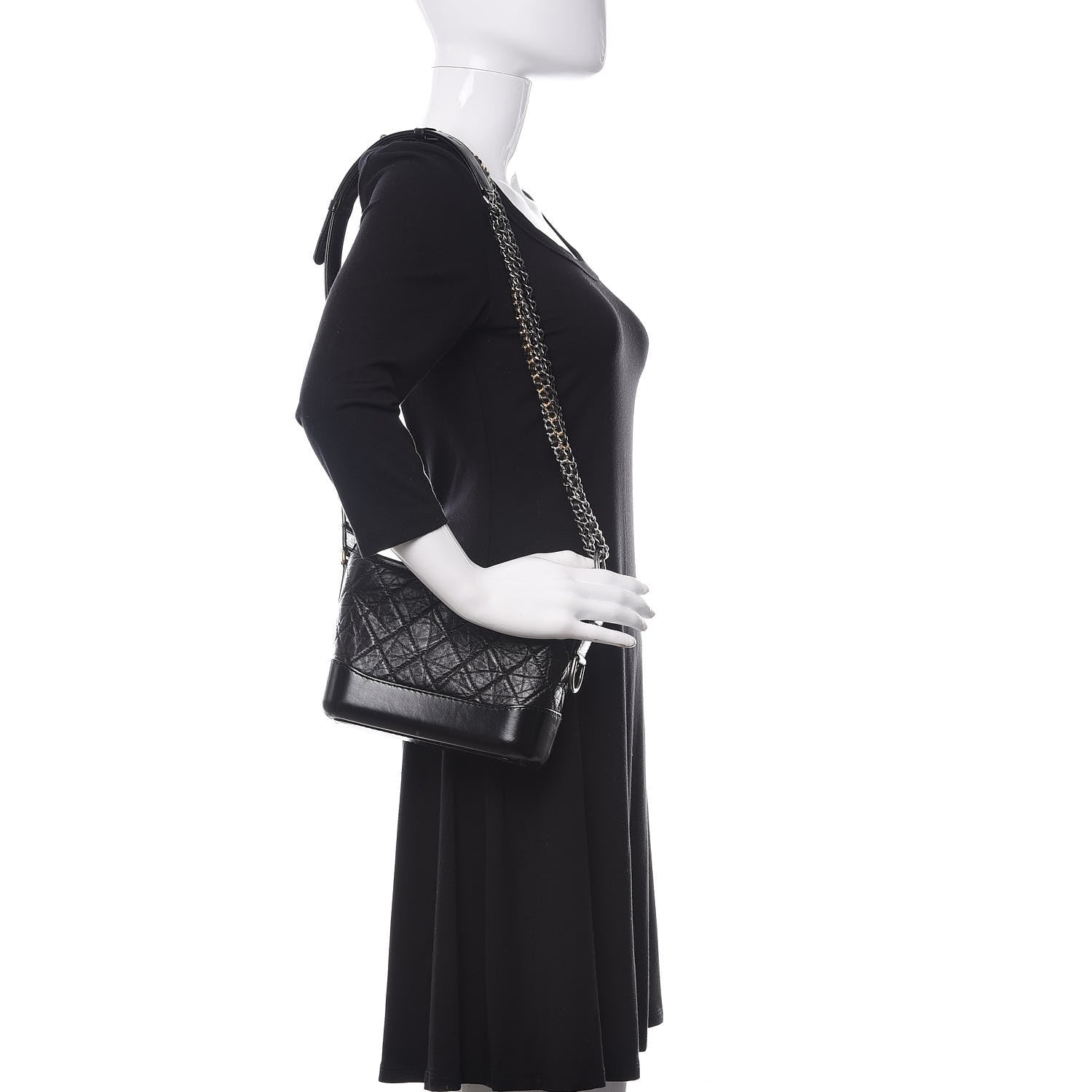 Chanel Aged Calfskin Quilted Small Gabrielle Hobo Black 2 of 10