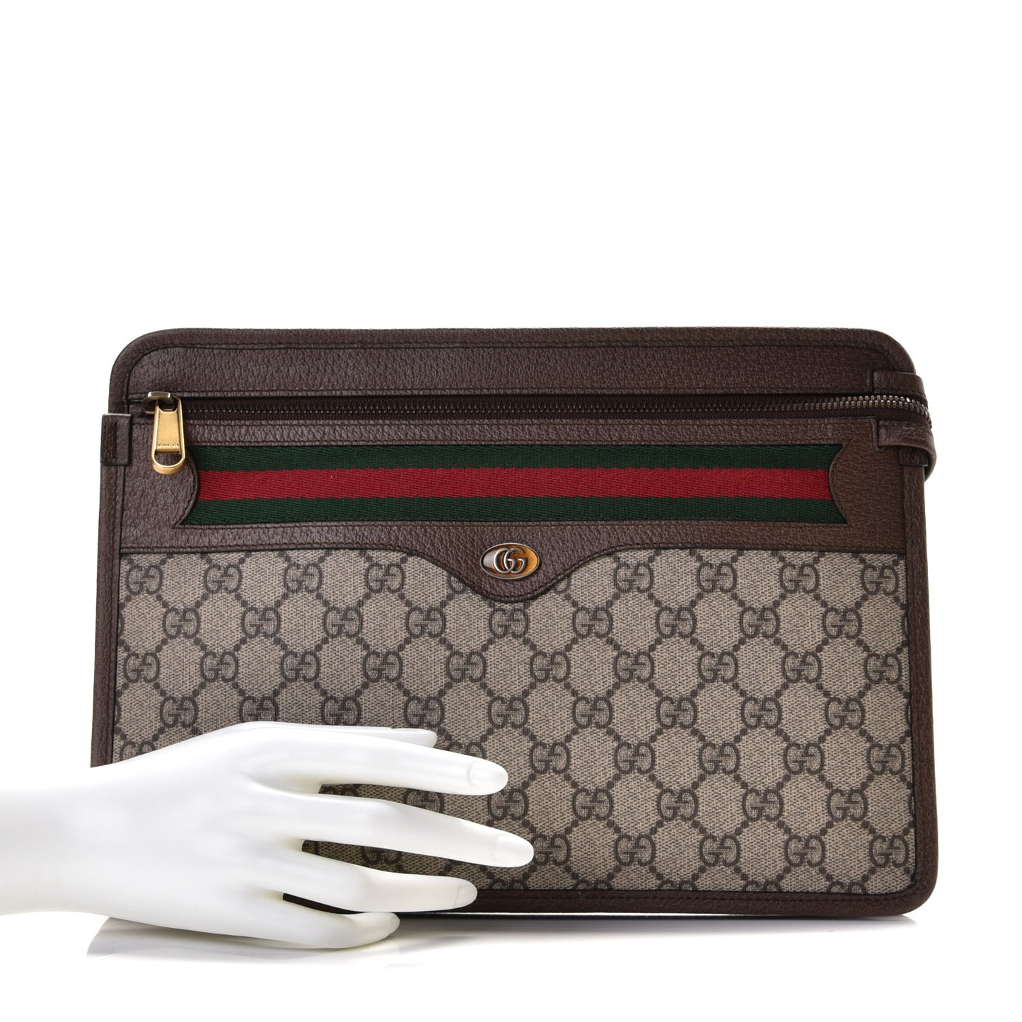 GG Supreme Monogram Web Small Ophidia Documents Holder Beige New Acero